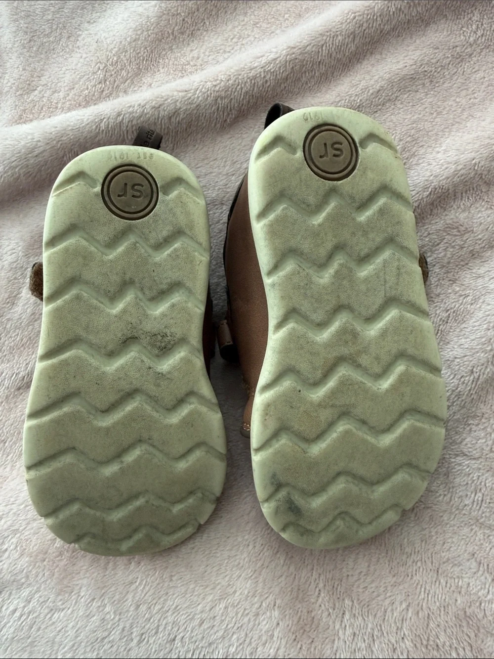 Stride Rite Brown Leather-Look Kids Hook-and-Loop Shoes